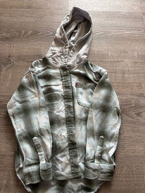 Levi’s Boys Hooded Flannel Shirt Jacket Size Small
